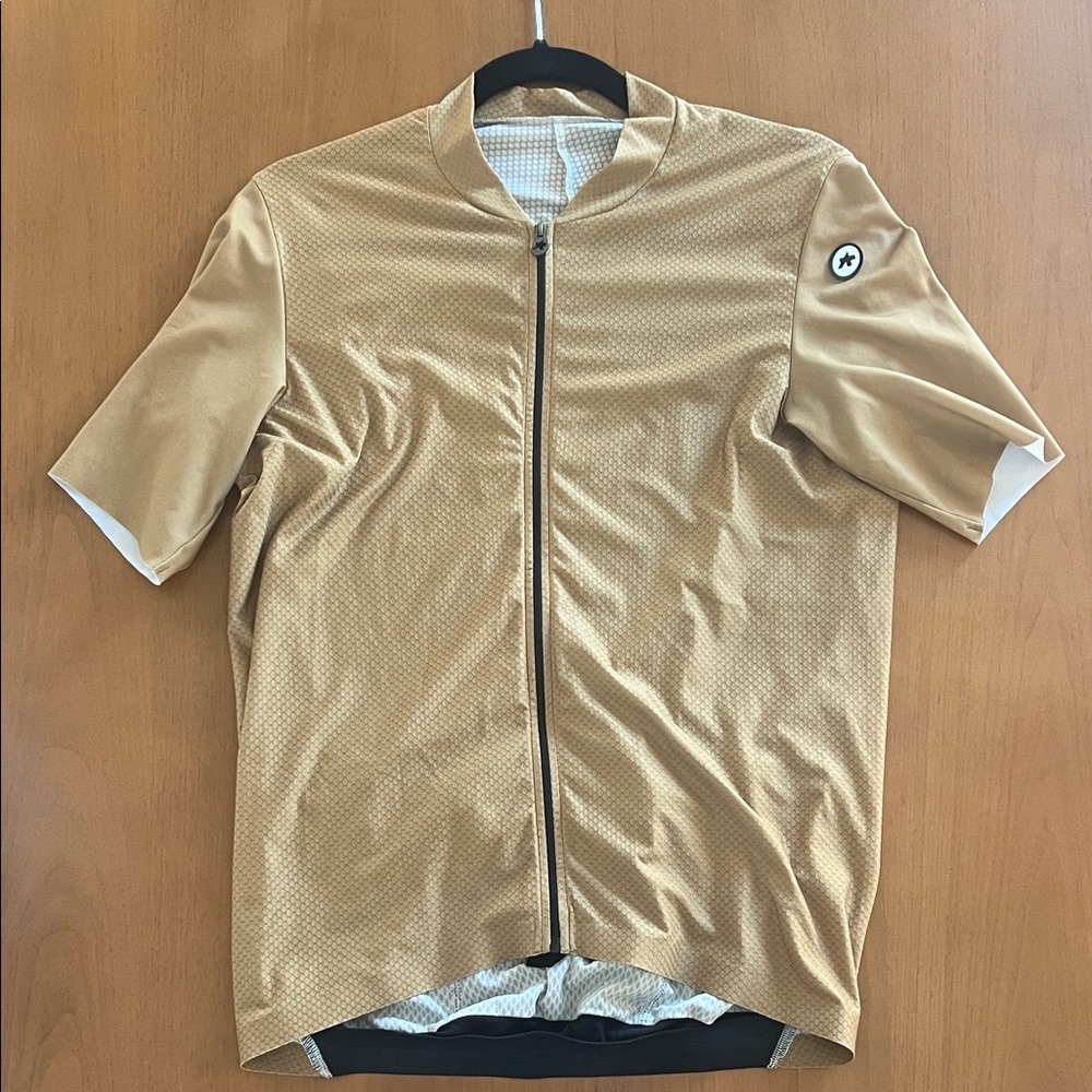 Men's Tan Short-Sleeve Zip Cycling Jersey
